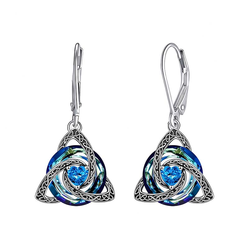 Elegant Celtic Knot Birthstone Drop Earrings
