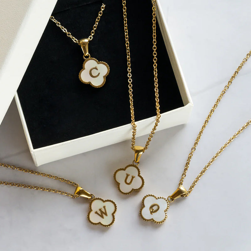 Four Leaf Clover Monogram Necklace