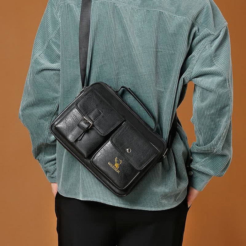 Waterproof Vintage Leather Briefcase Shoulder Bag