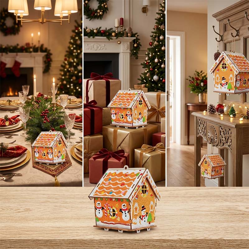 Christmas Cottage Diamond Paintings Hanging Ornament Kit