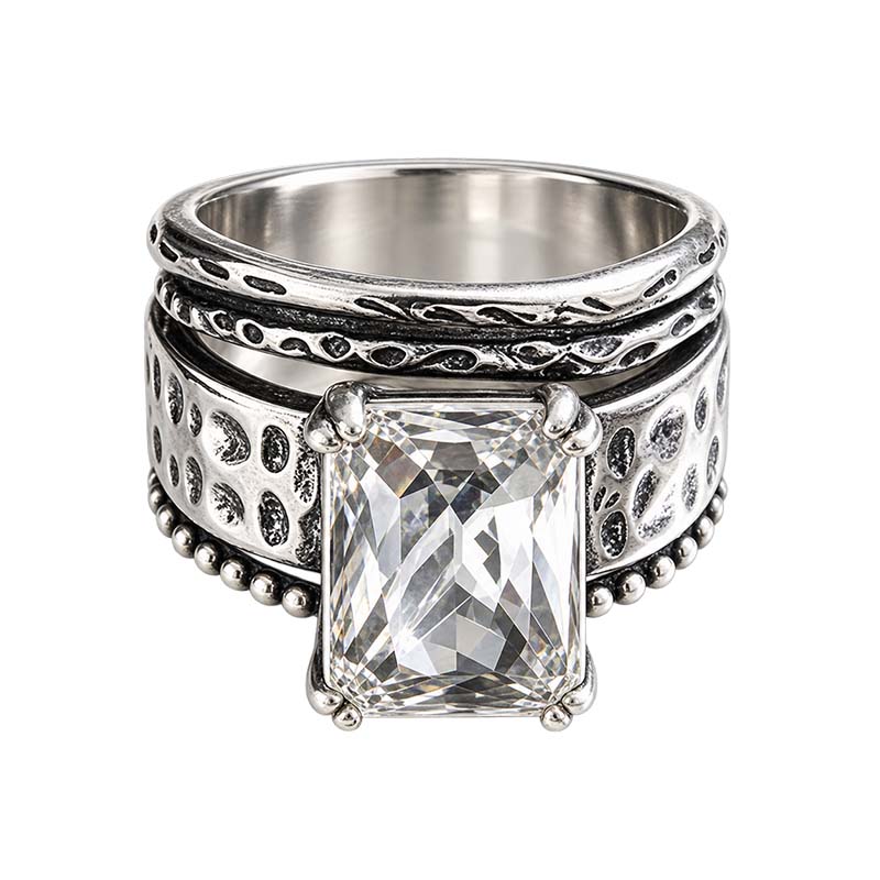 Bold Wide-Face Zircon Statement Ring