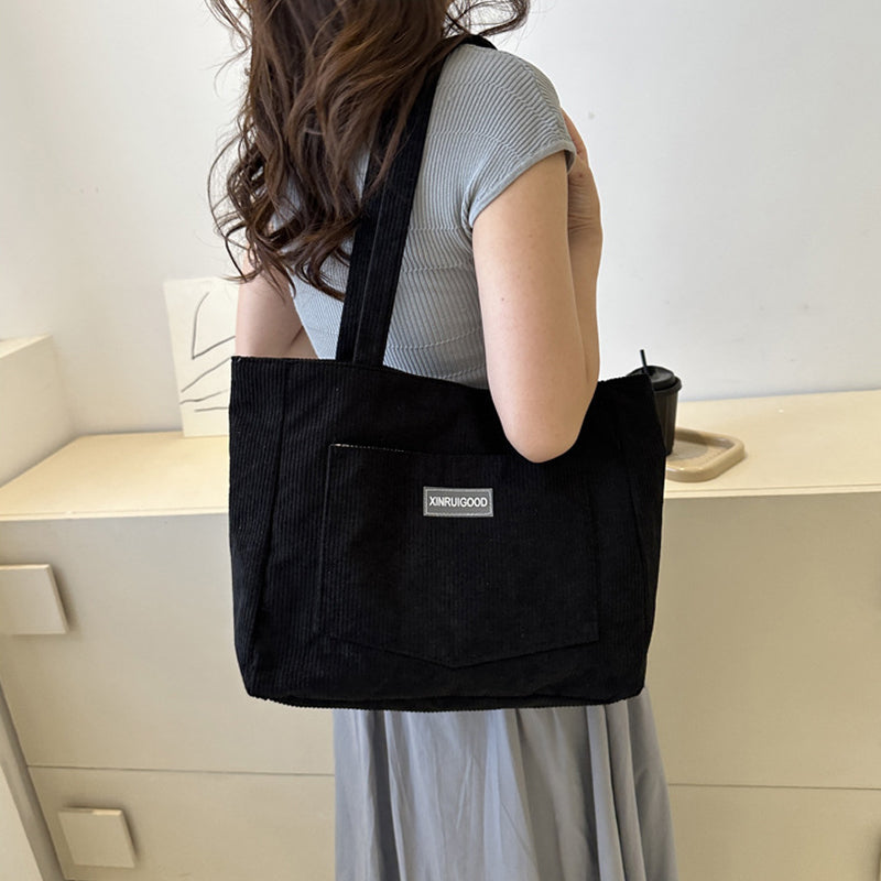 Corduroy Large Capacity Tote Bag