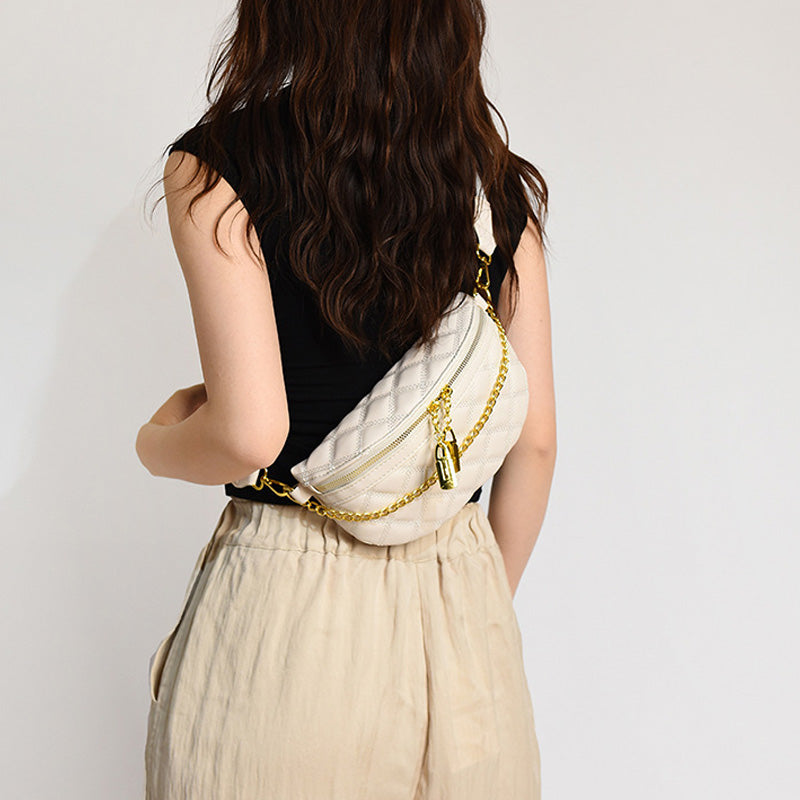 Versatile diamond plaid chest bag