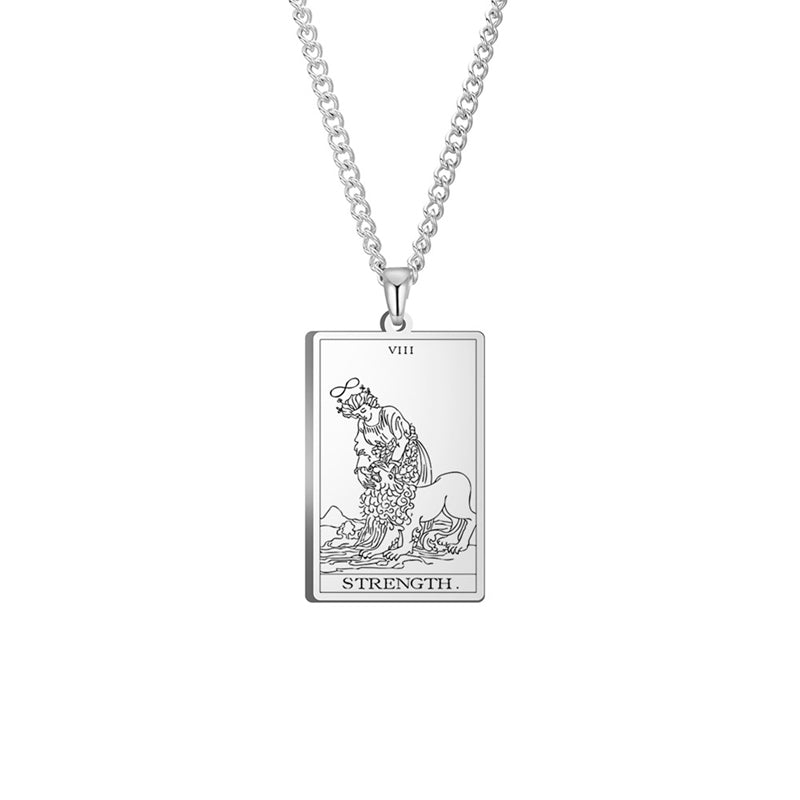 Engraved Tarot Card Chain Dual Chain Necklace