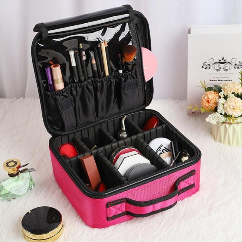 Makeup Cosmetic Storage Case with Adjustable Compartment