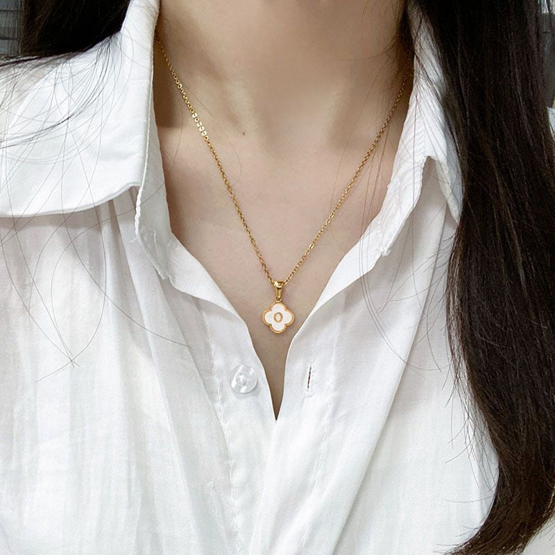 Four Leaf Clover Monogram Necklace