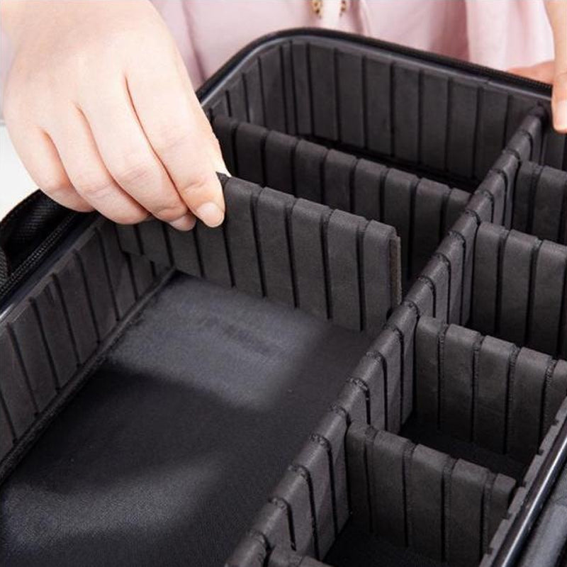 Makeup Cosmetic Storage Case with Adjustable Compartment