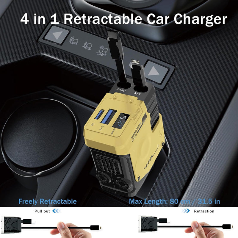 Retractable car fast charging charger