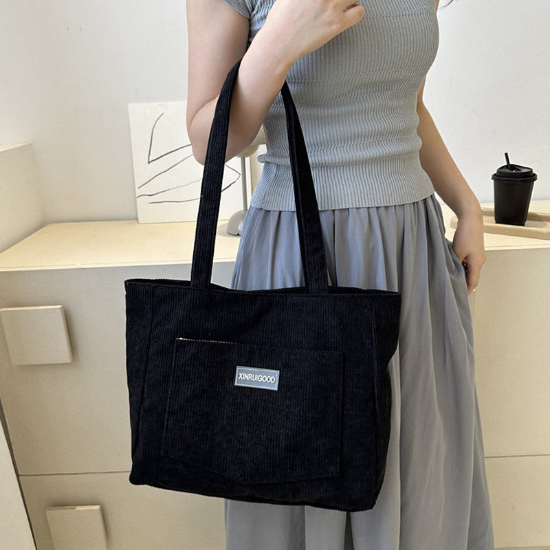 Corduroy Large Capacity Tote Bag