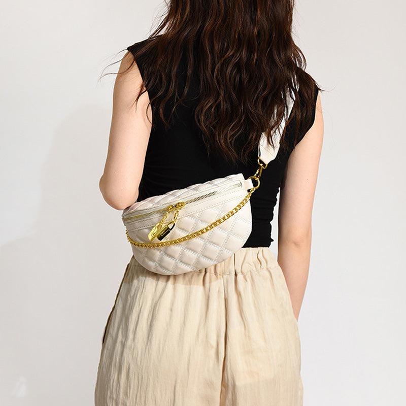 Versatile diamond plaid chest bag