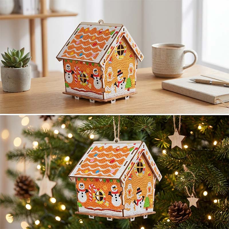 Christmas Cottage Diamond Paintings Hanging Ornament Kit