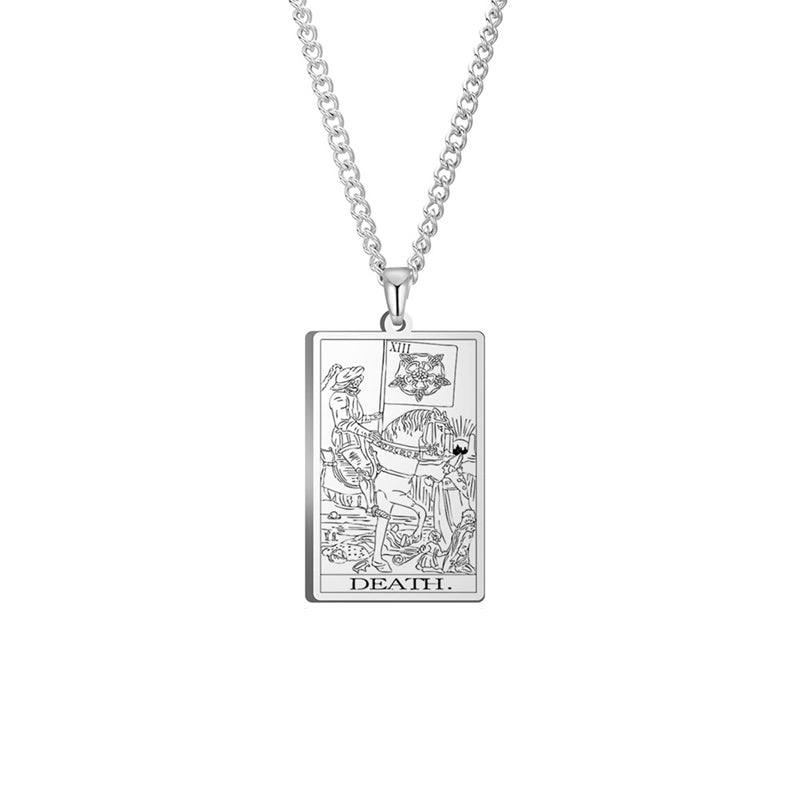 Engraved Tarot Card Chain Dual Chain Necklace