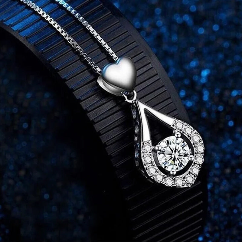 Twinkling Heart Waterdrop Stone Necklace