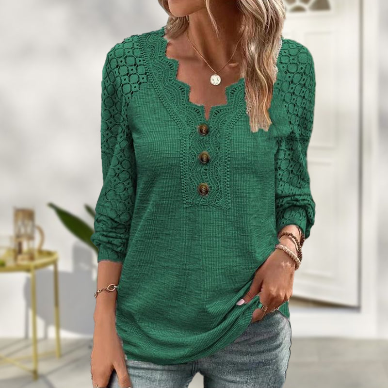 Lace Long Sleeve Panel T-Shirt