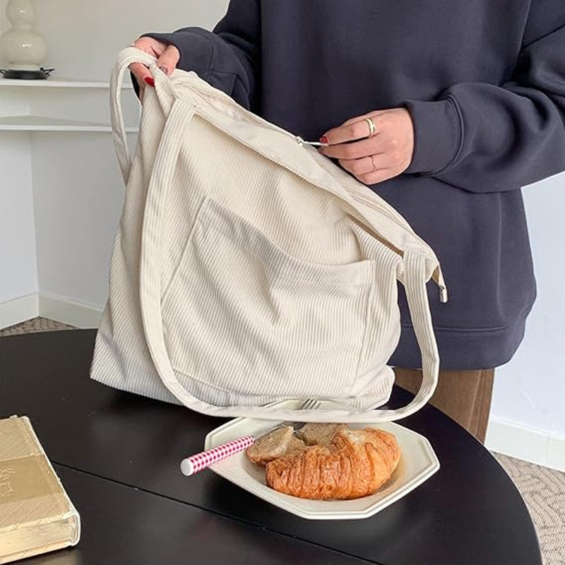 Corduroy Large Capacity Tote Bag