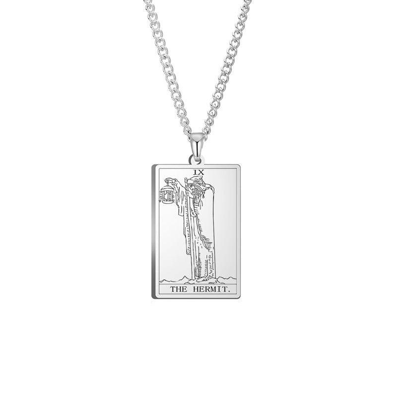 Engraved Tarot Card Chain Dual Chain Necklace