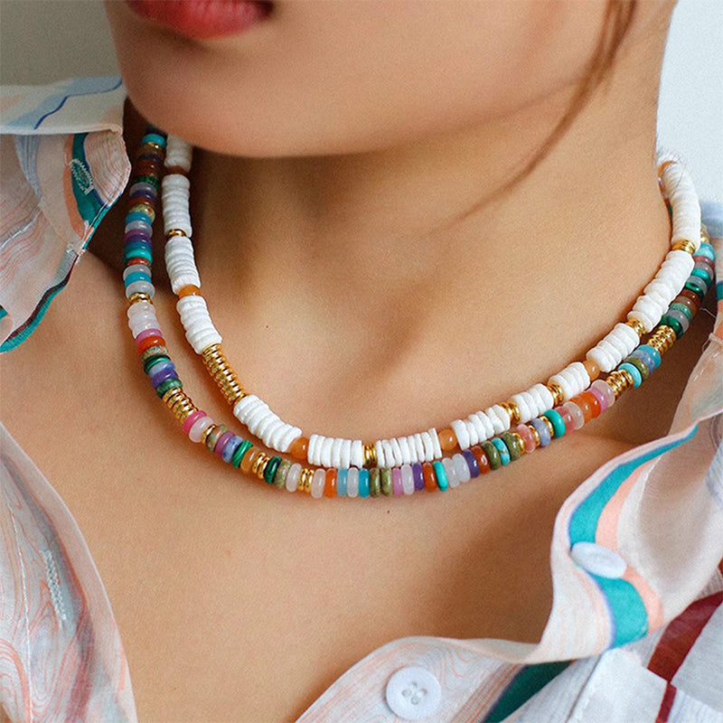 Frisbee Natural Beaded Necklace