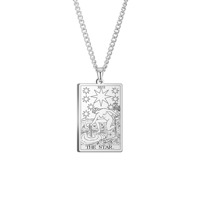 Engraved Tarot Card Chain Dual Chain Necklace