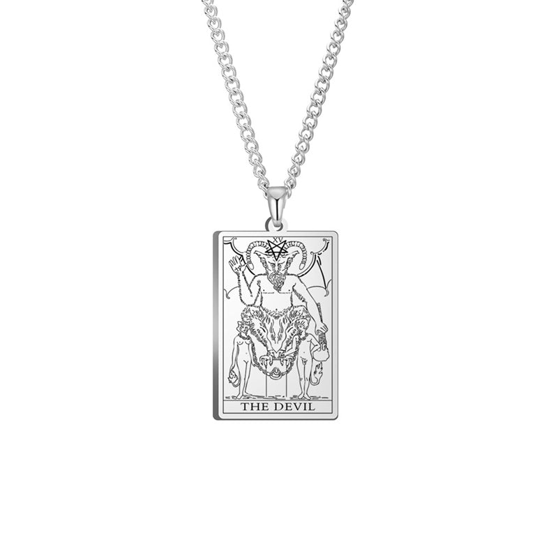 Engraved Tarot Card Chain Dual Chain Necklace