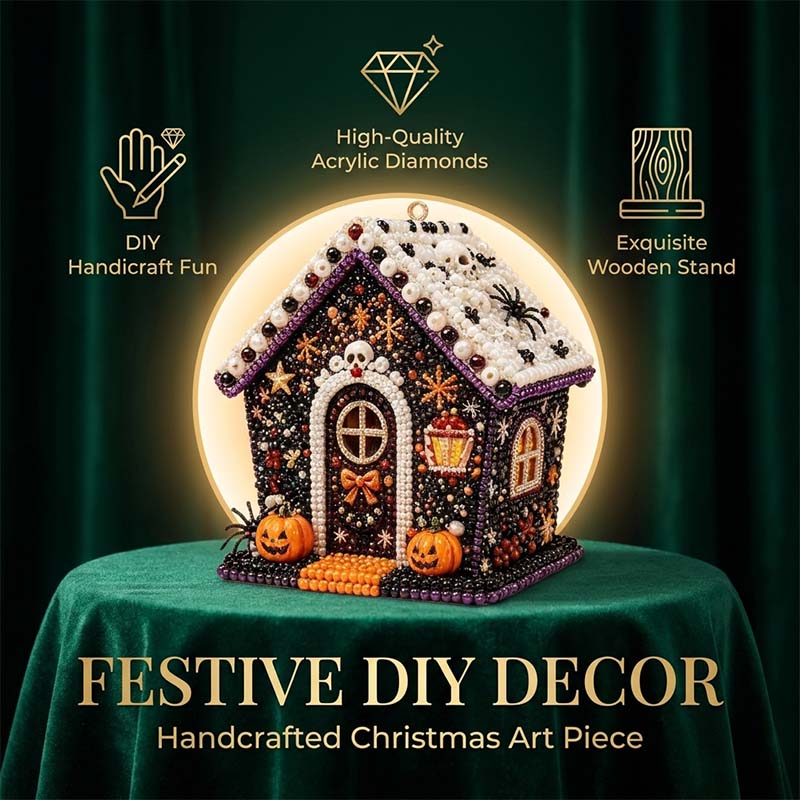 Christmas Cottage Diamond Paintings Hanging Ornament Kit