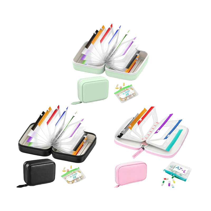 Premium Waterproof PU Travel Pill Organizer Set