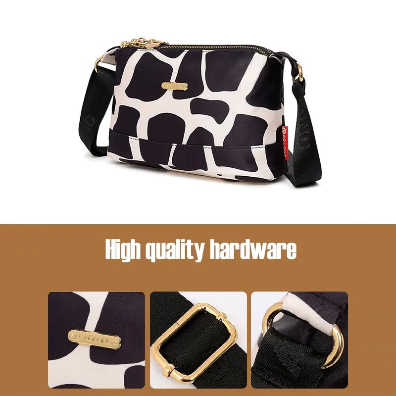 Women's Multi-Pocket Printed Crossbody Bag