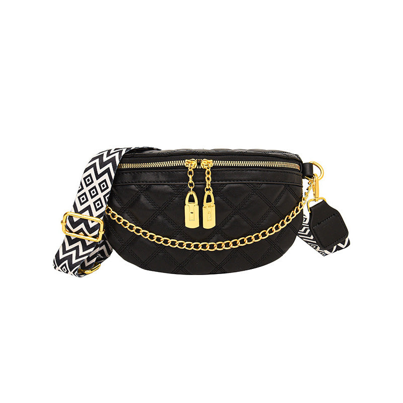 Versatile diamond plaid chest bag