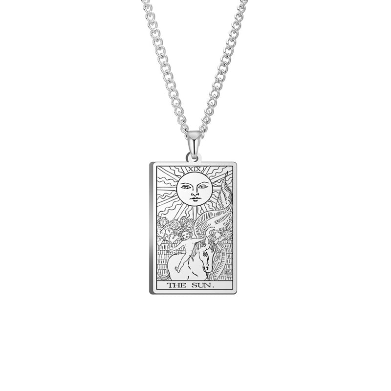 Engraved Tarot Card Chain Dual Chain Necklace