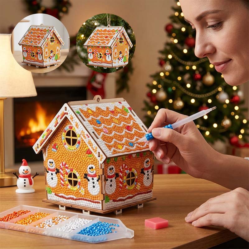 Christmas Cottage Diamond Paintings Hanging Ornament Kit