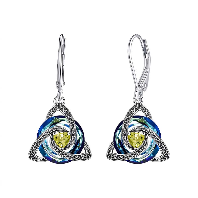 Elegant Celtic Knot Birthstone Drop Earrings