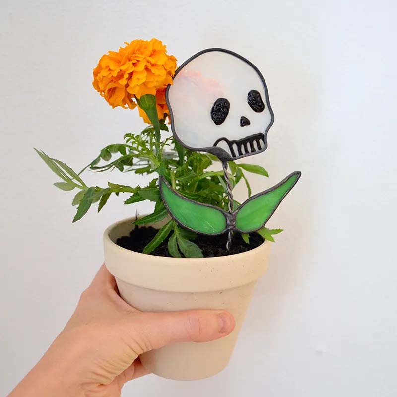 💥Early Halloween 💀Skull Stained glass Plant💐