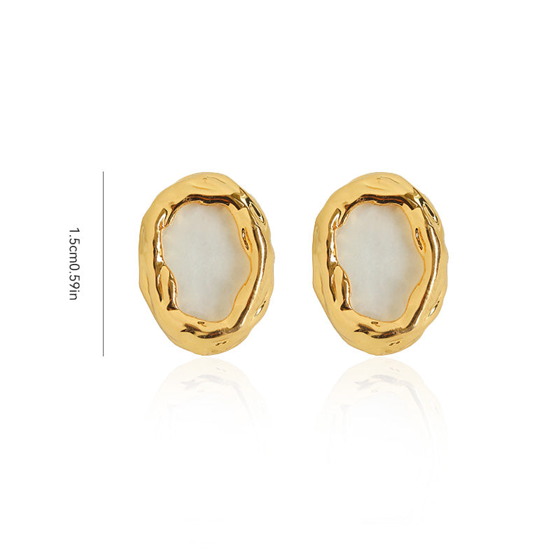 Vintage Oval Shell Shape Stud Earrings