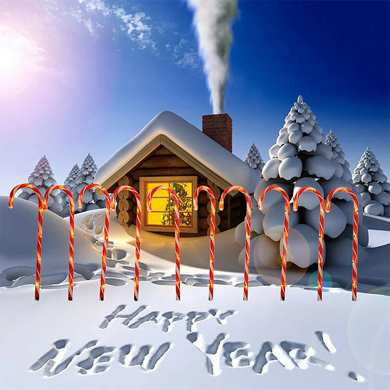 Solar Candy Cane Christmas Decorations