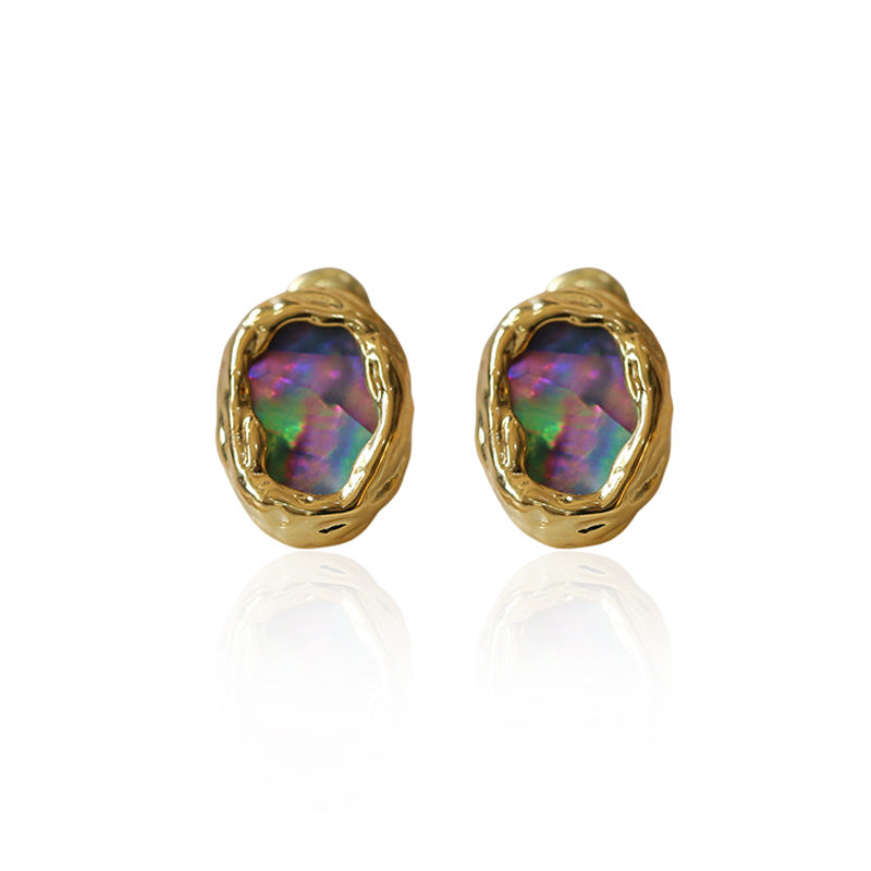 Vintage Oval Shell Shape Stud Earrings