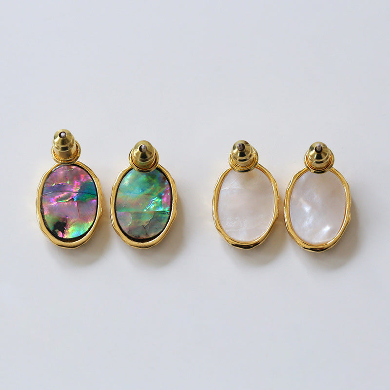 Vintage Oval Shell Shape Stud Earrings