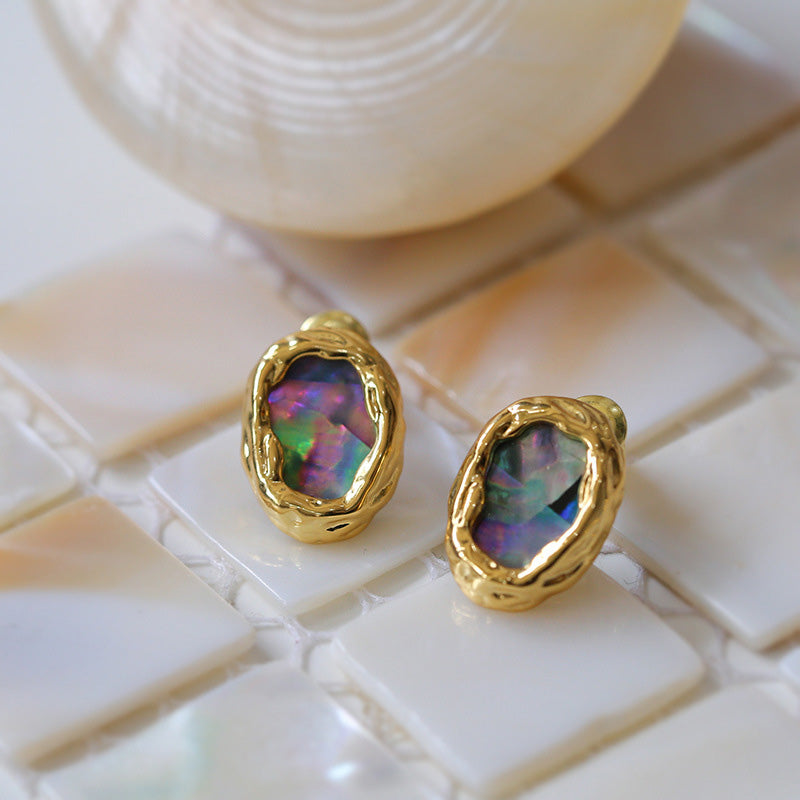 Vintage Oval Shell Shape Stud Earrings