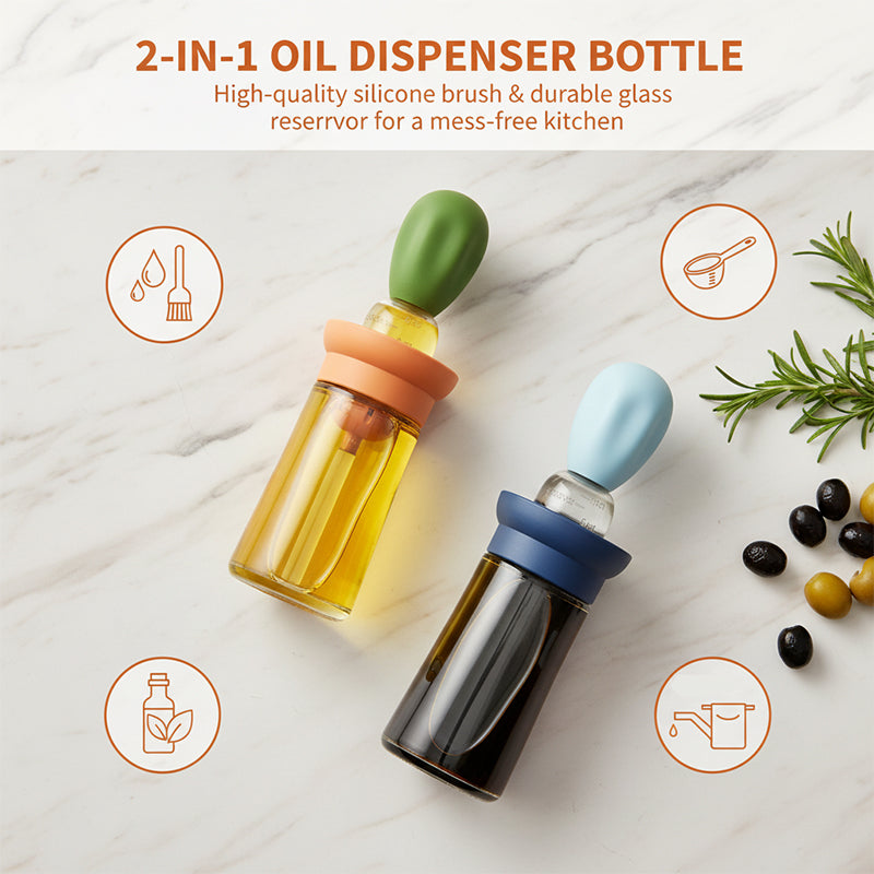 Oil Dispenser Bottle with Silicone Brush