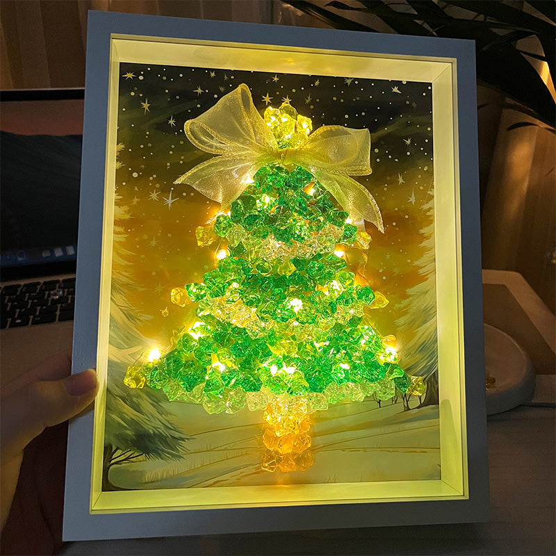 DIY Christmas tree crystal photo frame