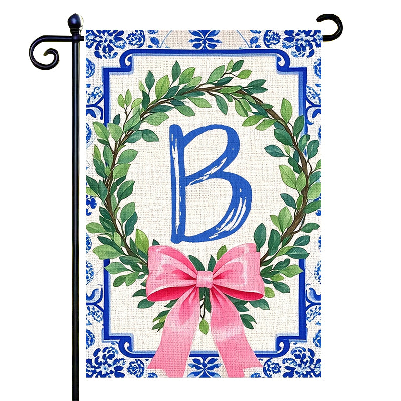 Letter Floral Garden Flag