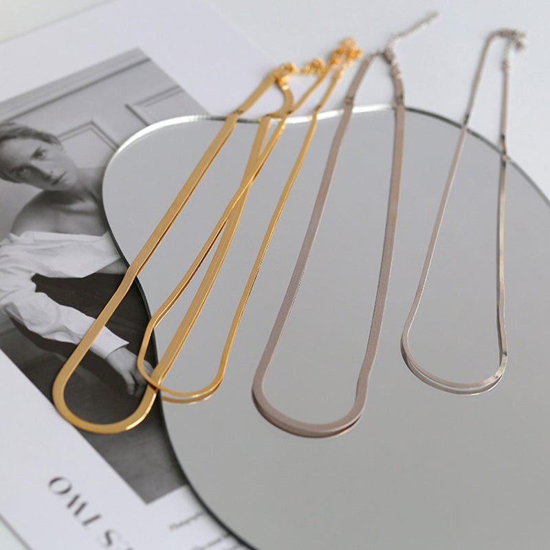 HERRINGBONE CHAIN GOLD CHOKER NECKLACE