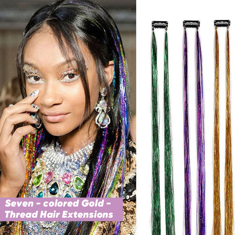 Colorful gold hair extension set