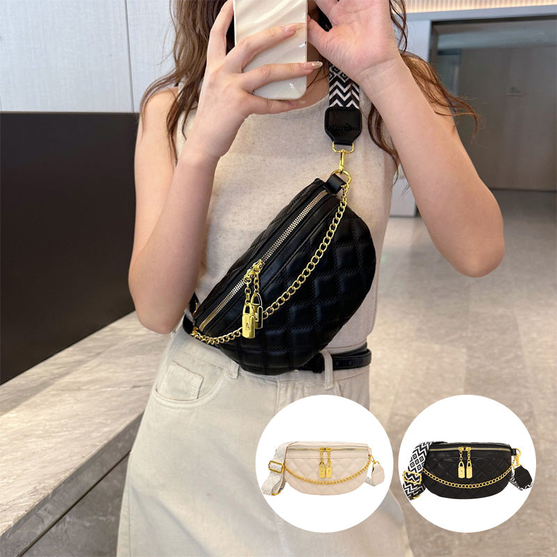Versatile diamond plaid chest bag