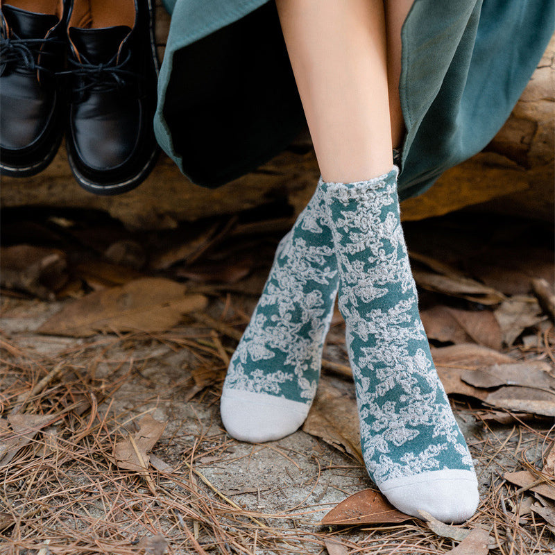 Retro Floral Cotton Socks