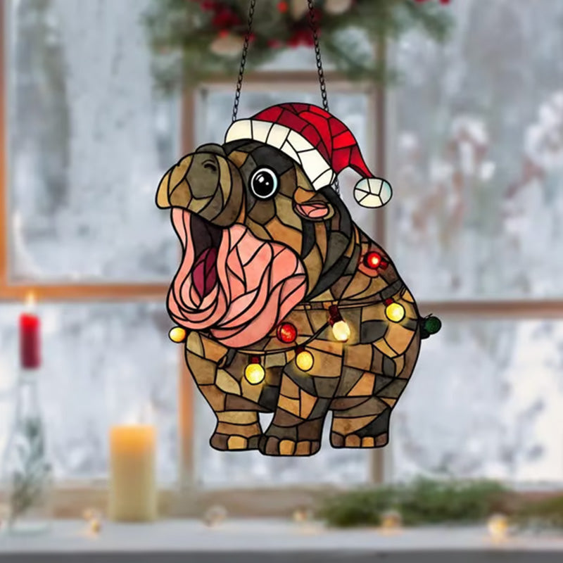 Stained glass hippopotamus ornament