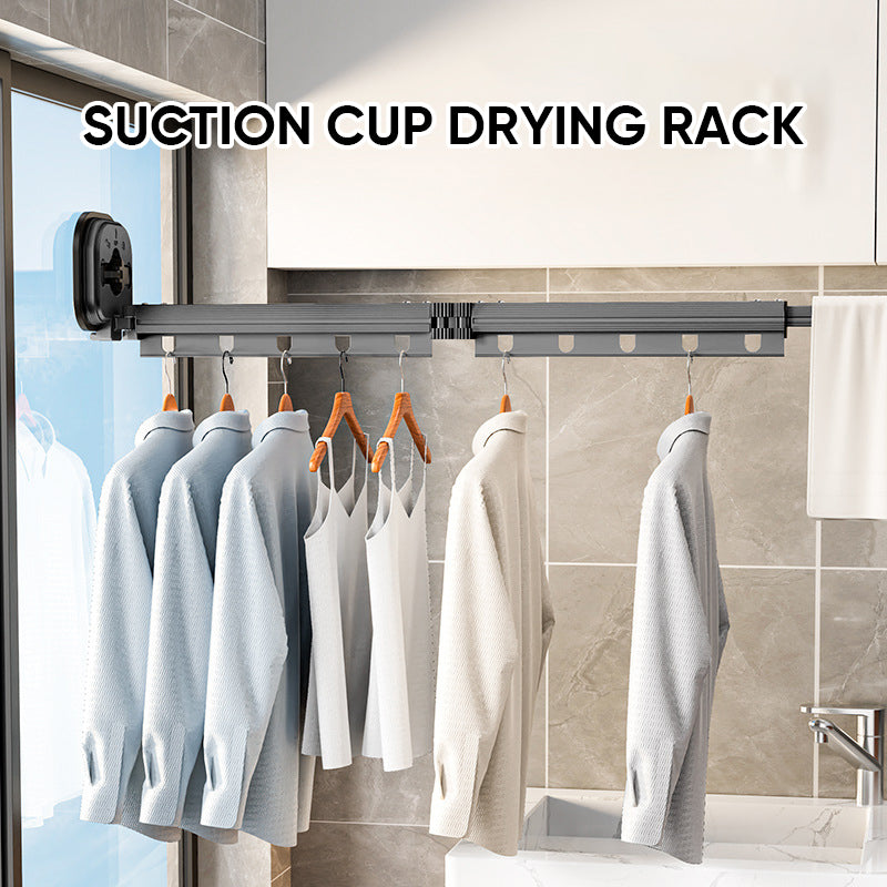 Wall-Mounted Foldable Clothes Drying Rack with Suction Cup