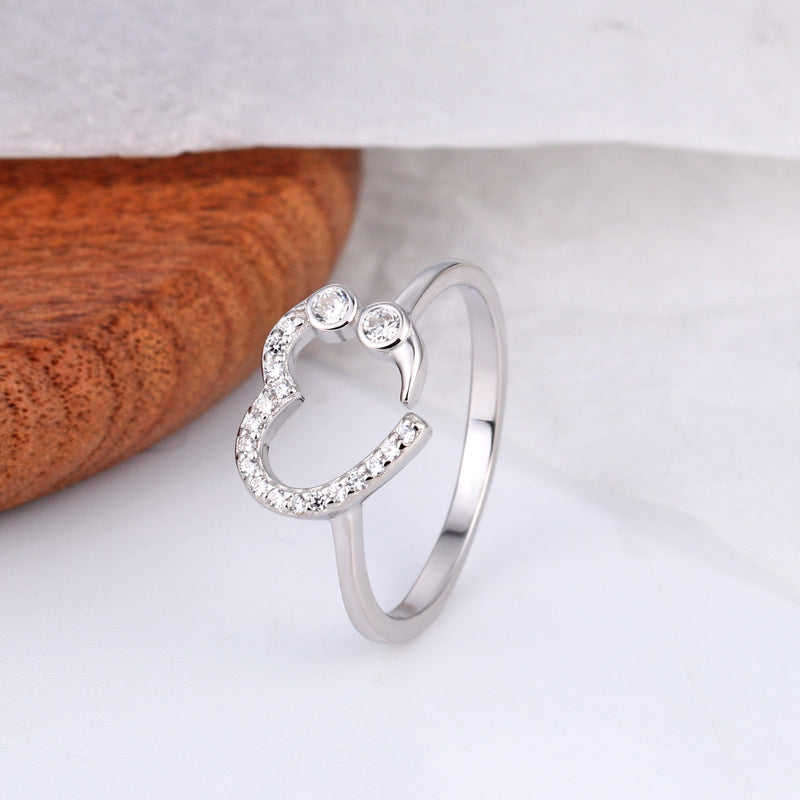 Open Heart Diamond Ring