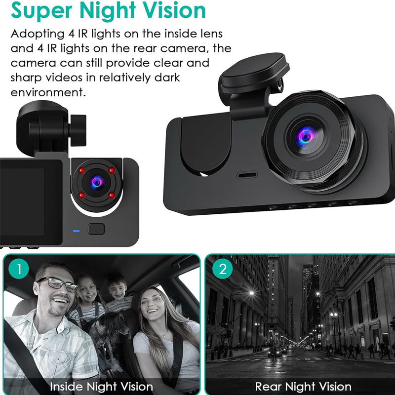 HD triple-lens driving recorder