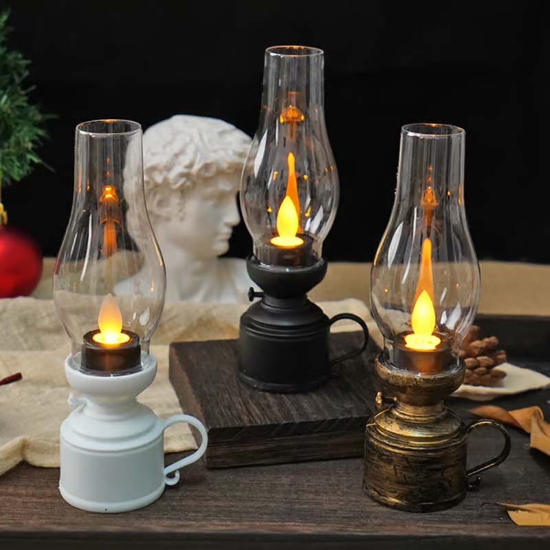 ✨🕯️LED Vintage Kerosene Lamp Electronic Swing Candle