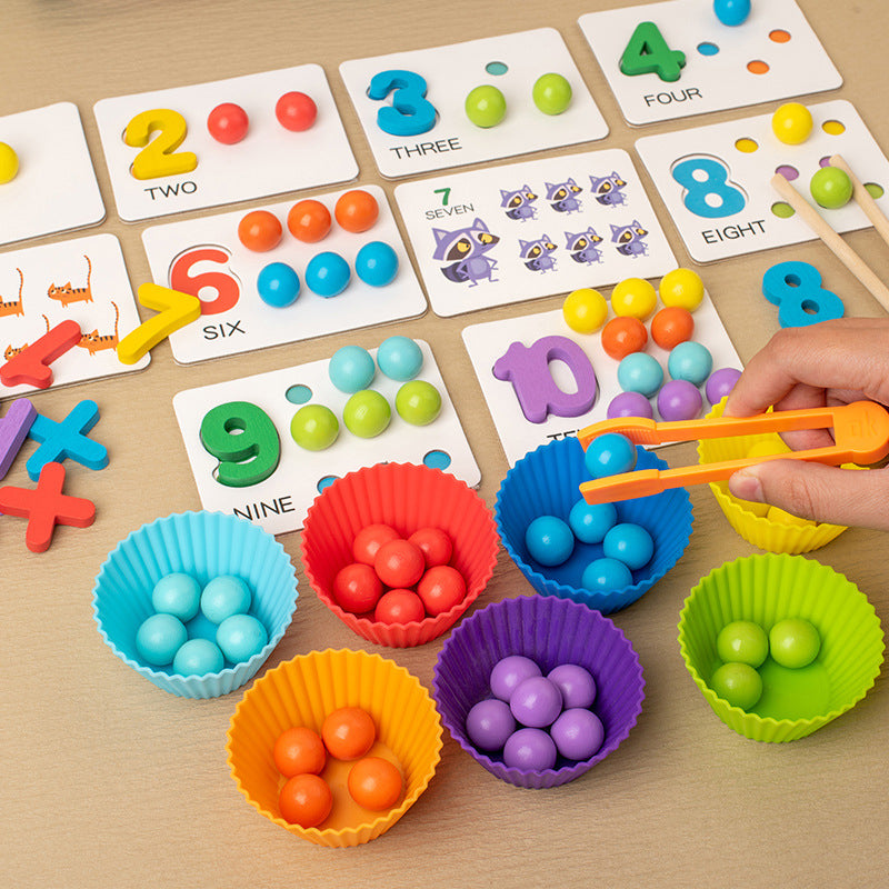 Montessori Arithmetic Math Toy Set – Silicone Digital Learning with Beads, Chopsticks & Spoons