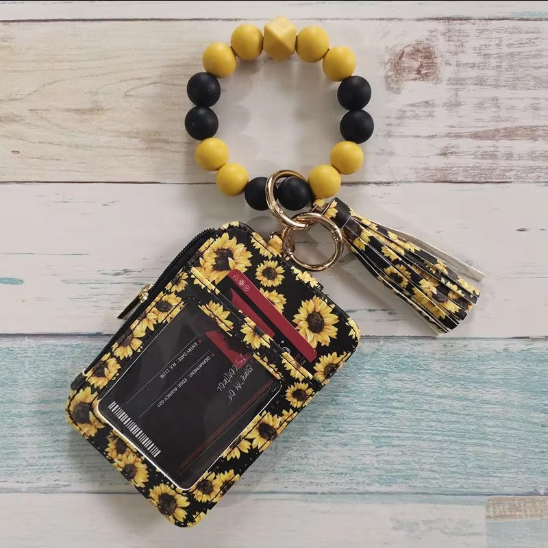 Stylish card holder with silicone bead bracelet